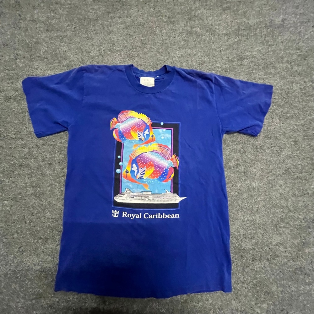 Royal Caribbean T-Shirt Mens Size L Blue Tropical Fish Cruise Ship Graphic Tee